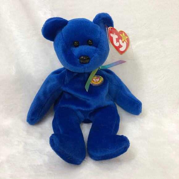 TY Beanie "Clubby the Bear" Blue Plush Stuffed Toy - Picture 1 of 10